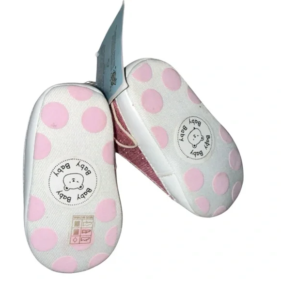 Rabeisir baby crib shoes pink & purple sparkly glitter sneakers Size 0-6 Months - Picture 3 of 9